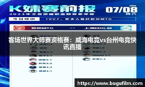 客场世界大师赛资格赛：威海电竞vs台州电竞快讯直播