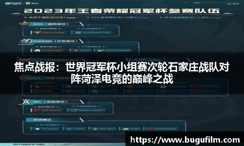 焦点战报：世界冠军杯小组赛次轮石家庄战队对阵菏泽电竞的巅峰之战